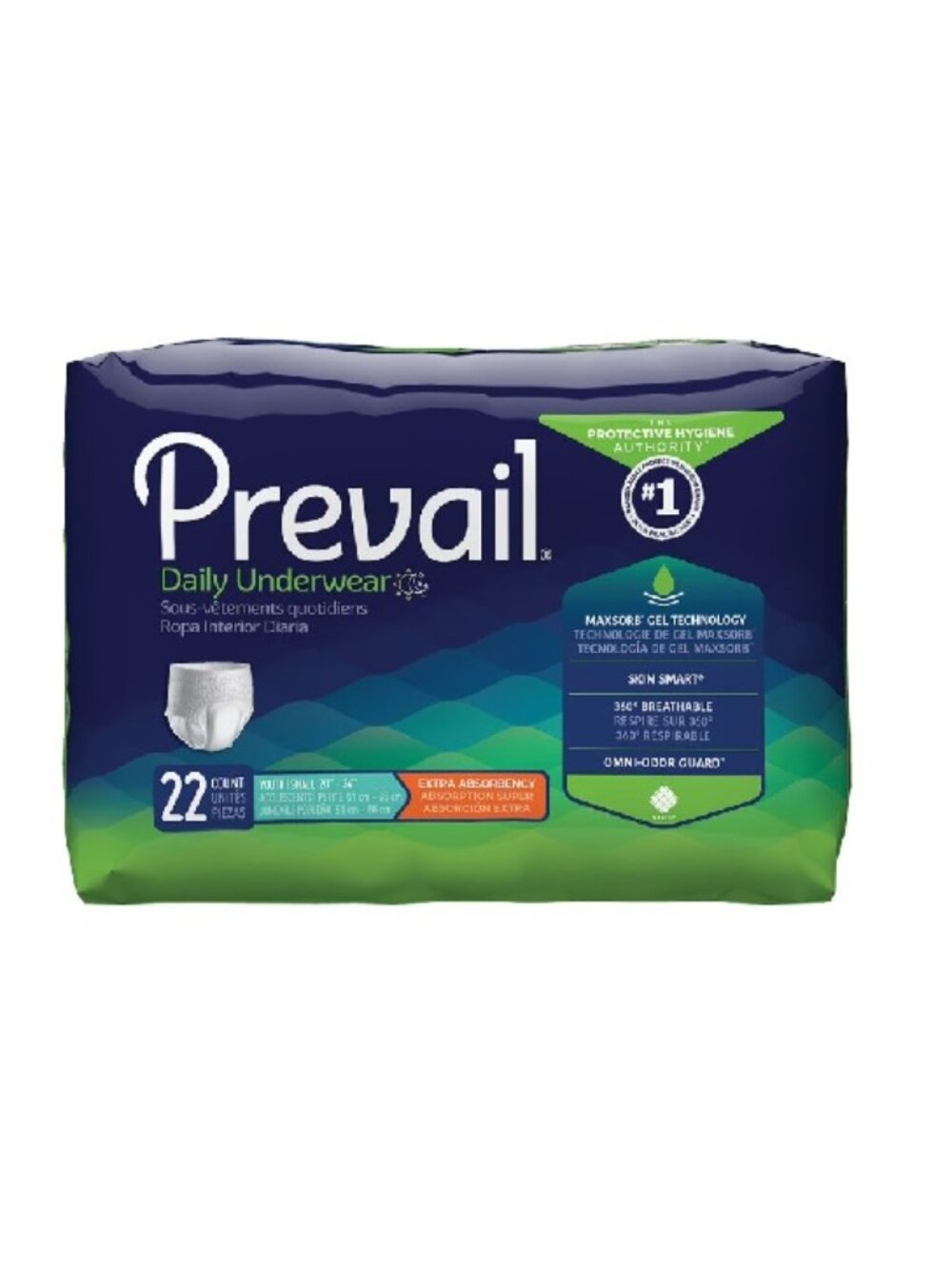Prevail Unisex Youth Extra Absorbent Underwear, Youth/Small, 20" to 34" 2 Pack